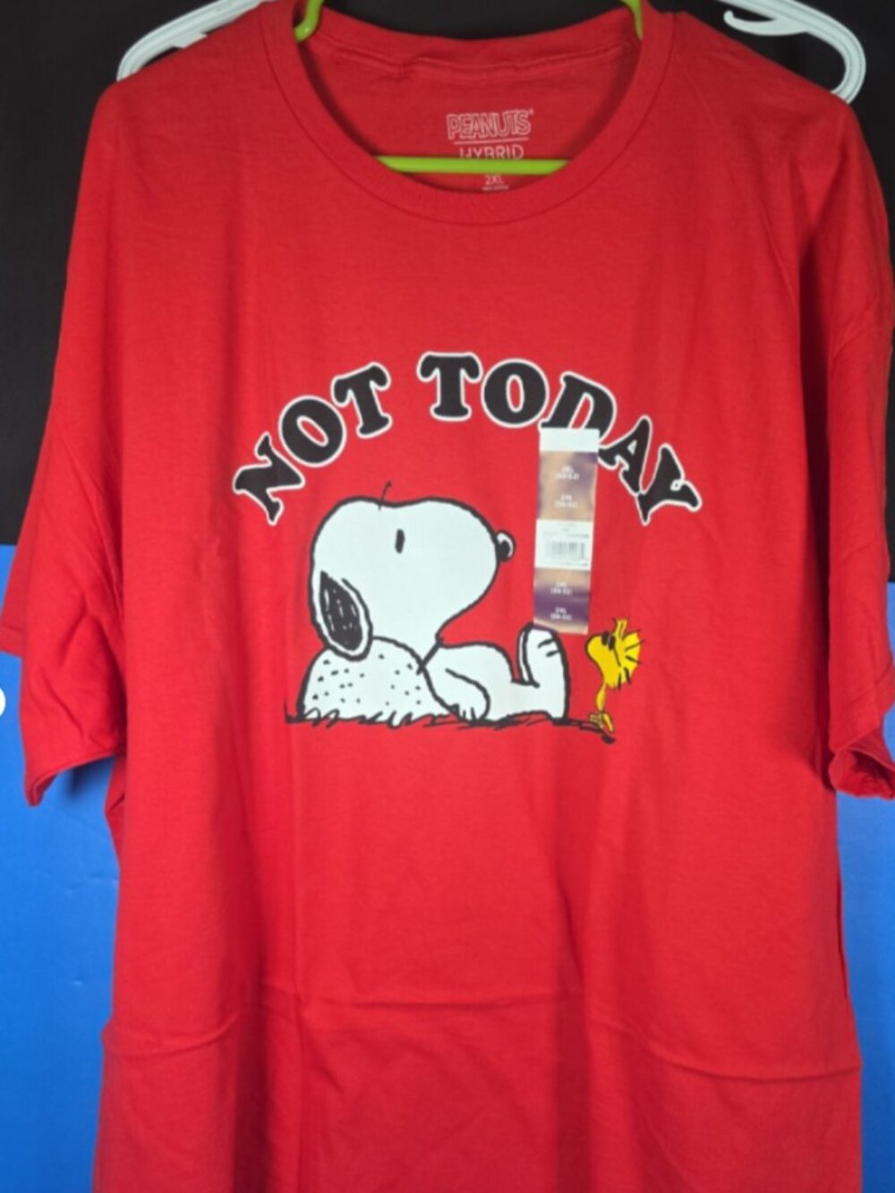Peanuts Snoopy Woodstock Not Today Men's Red Graphic T-Shirt Size 2XL 50-52